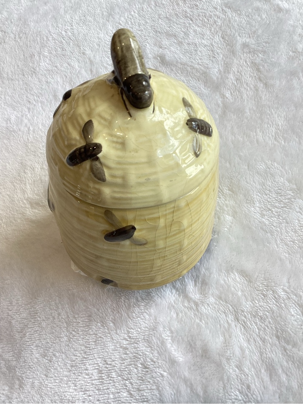 🇩🇪Vintage Ceramic Honey Pot Beehive Bees Made in ‘West’ Germany Yellow - Picture 7 of 15